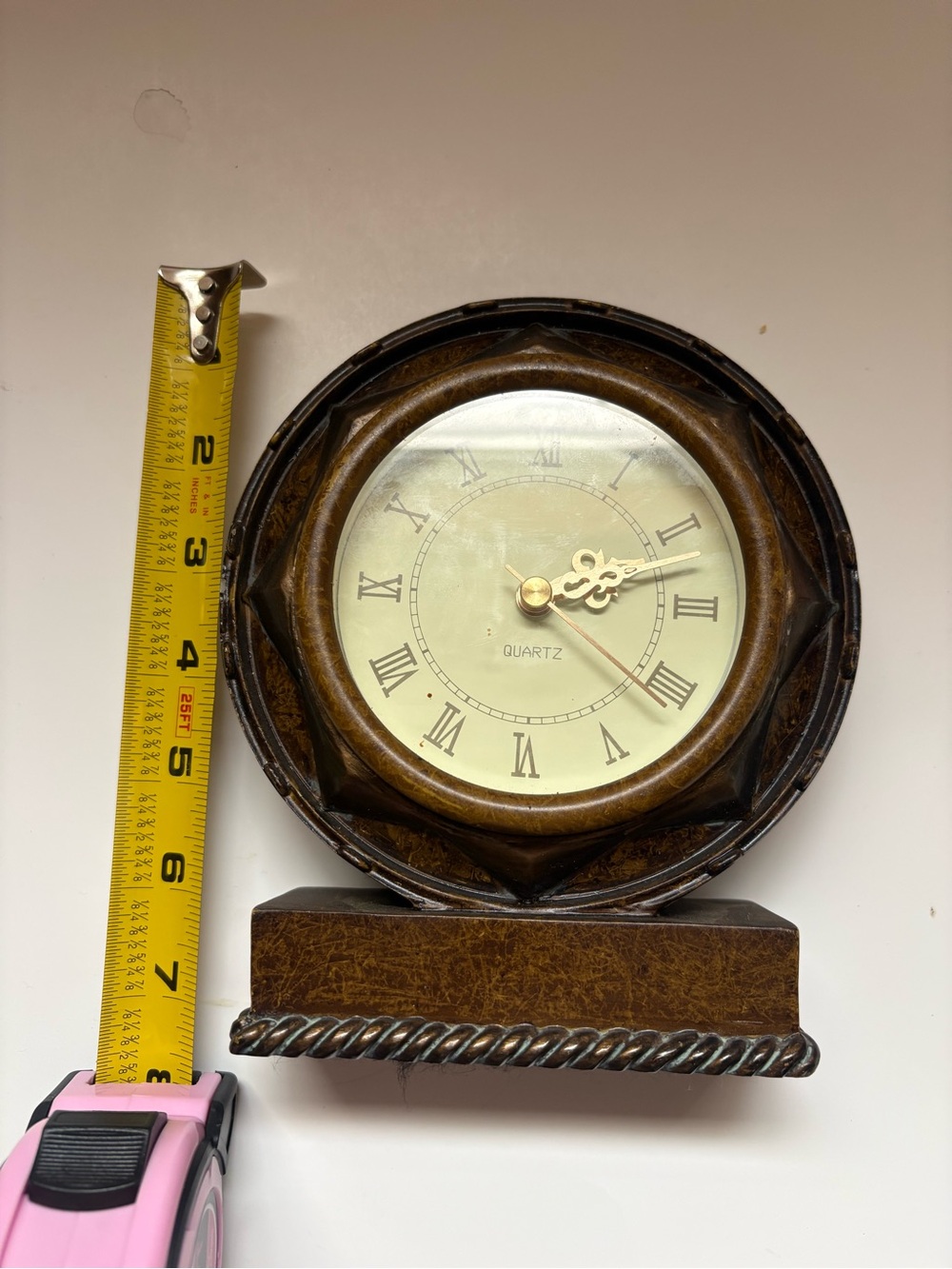 Classic Brown Mantel Clock with Roman Dial - Unbranded